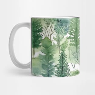 Pastel Oasis: A Serene Seamless Pattern of Trees and Plants in Soft Hues Mug